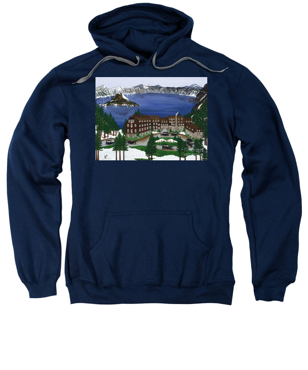 Crater Lake Sweatshirt featuring the painting Crater Lake National Park by Jennifer Lake