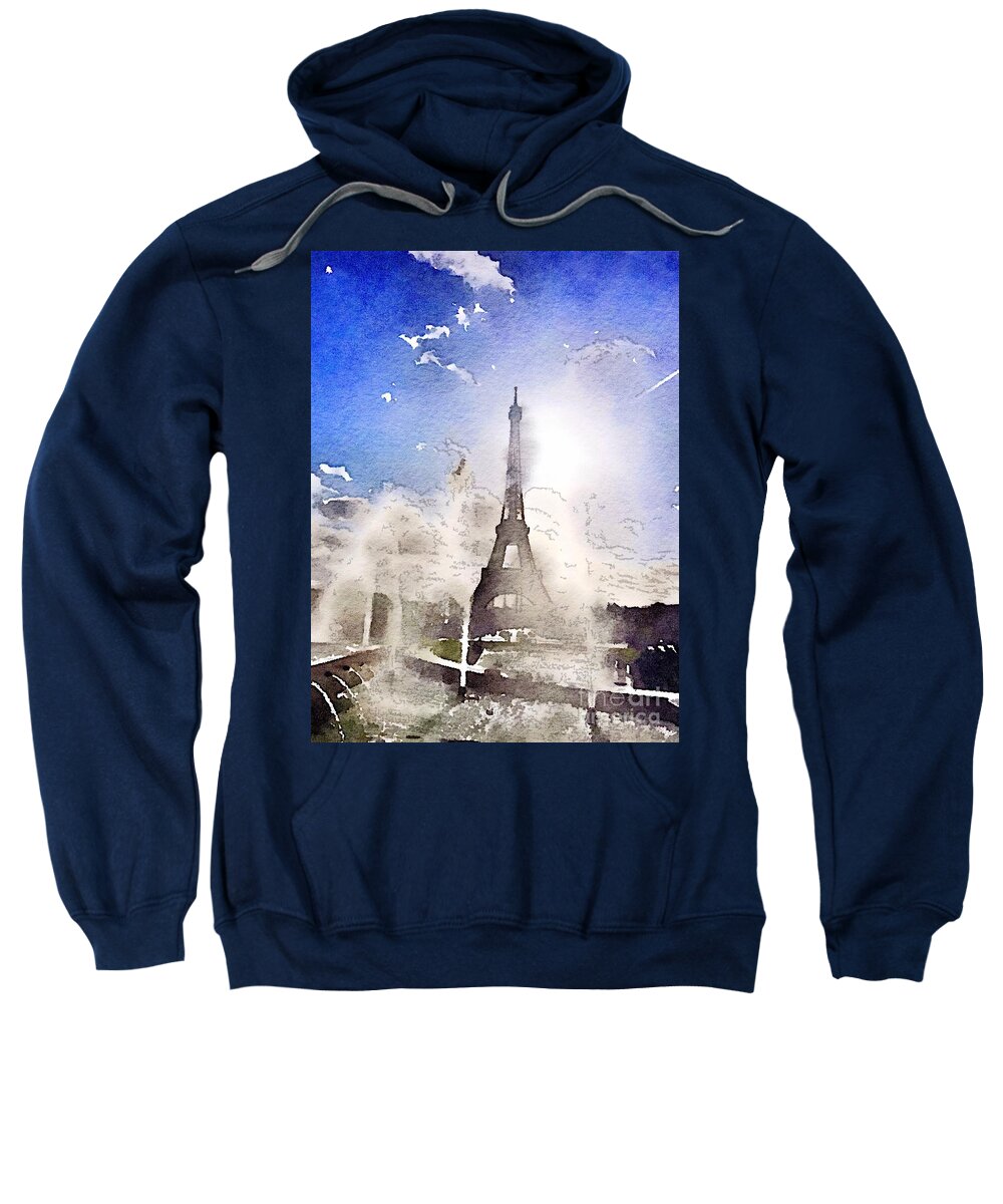 Eiffel Tower Sweatshirt featuring the painting Eiffel during summer by HELGE Art Gallery