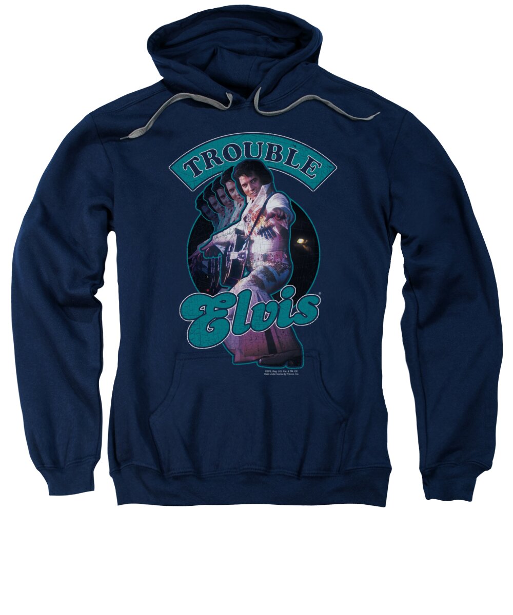 Elvis Sweatshirt featuring the digital art Elvis - Total Trouble by Brand A