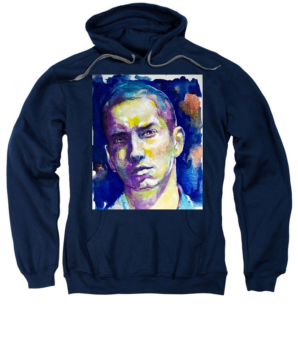 Eminem Sweatshirt featuring the painting Eminem by Laur Iduc