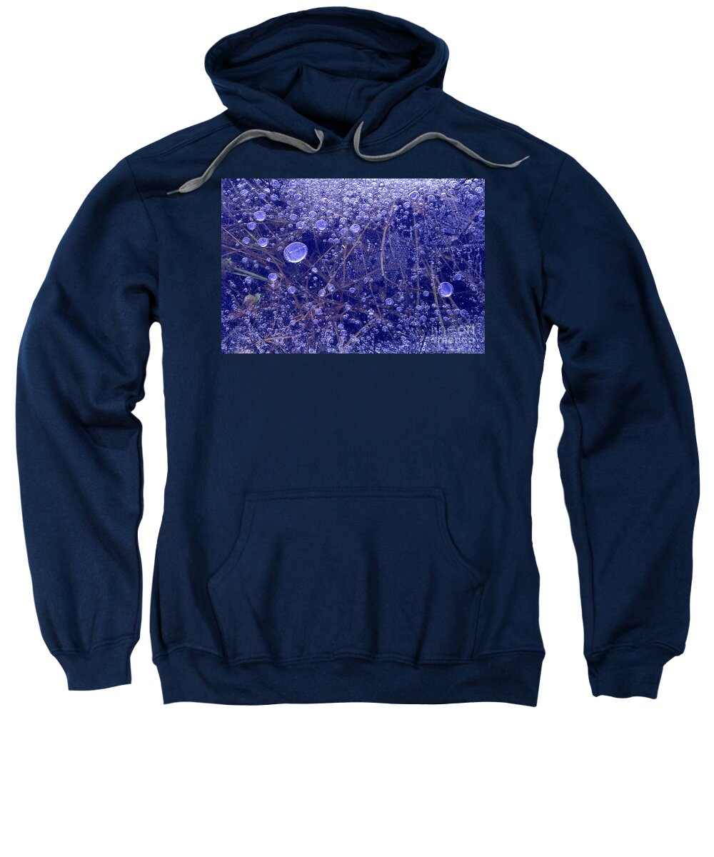 North America Sweatshirt featuring the photograph Frozen Bubbles in the Merced River Yosemite Natioinal Park by Dave Welling