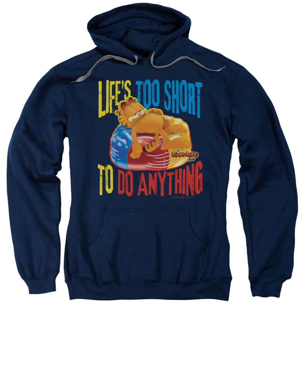 Garfield Sweatshirt featuring the digital art Garfield - Too Short by Brand A