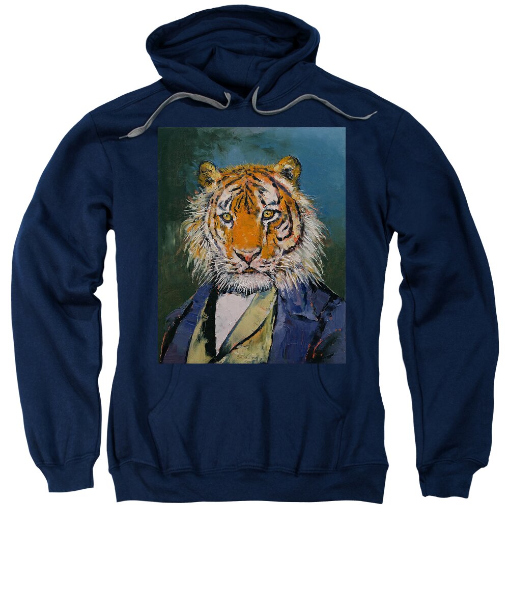 Art Sweatshirt featuring the painting Gentleman Tiger by Michael Creese