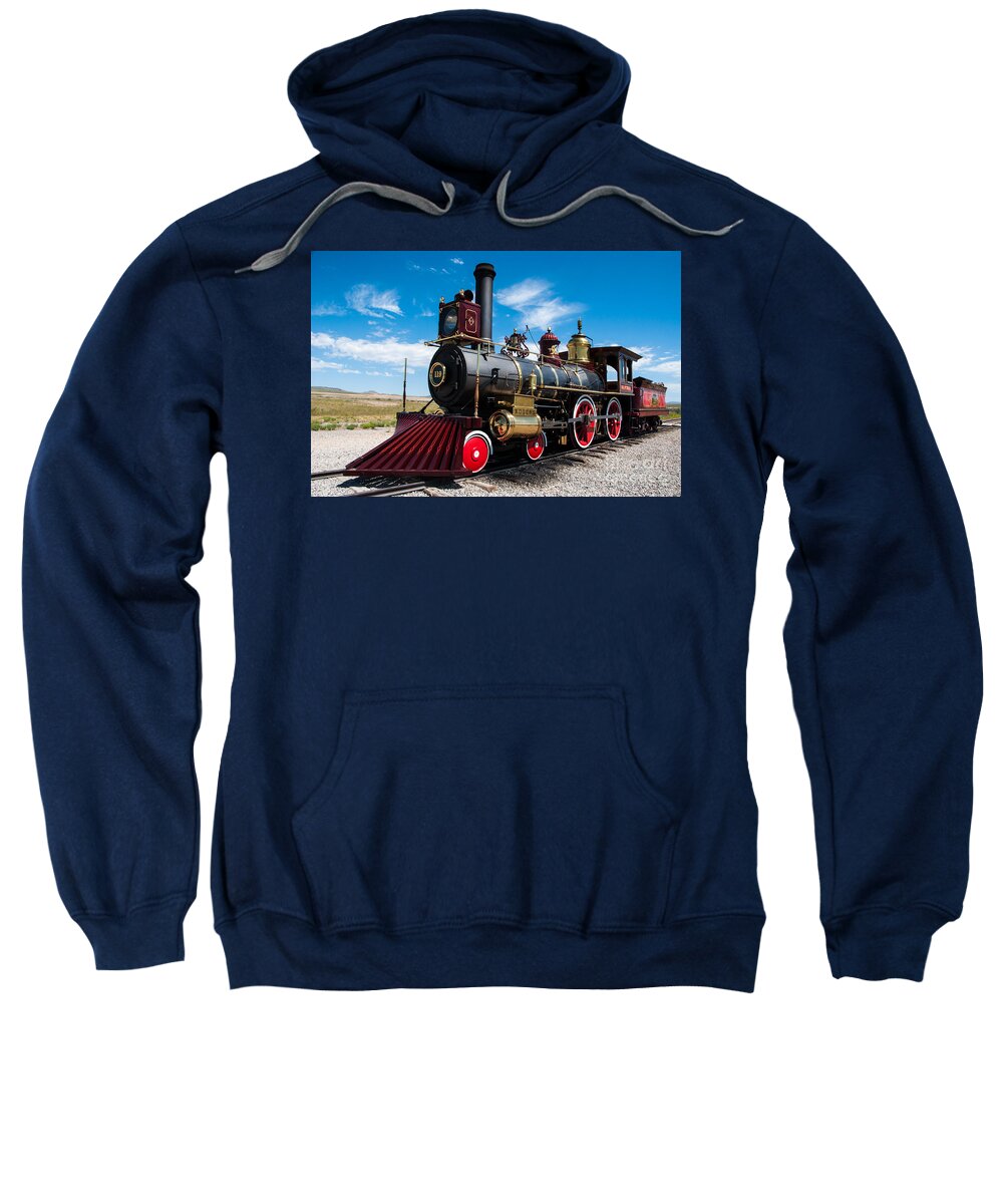Historic Sweatshirt featuring the photograph Historic Steam Locomotive - Promontory Point by Gary Whitton