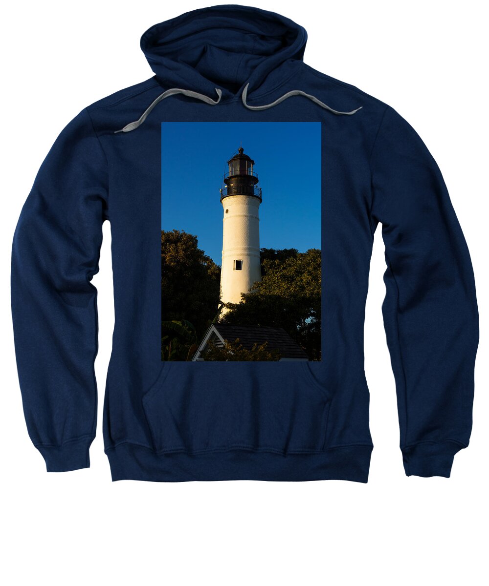 Aid Sweatshirt featuring the photograph Key West Lighthouse at Sundown by Ed Gleichman
