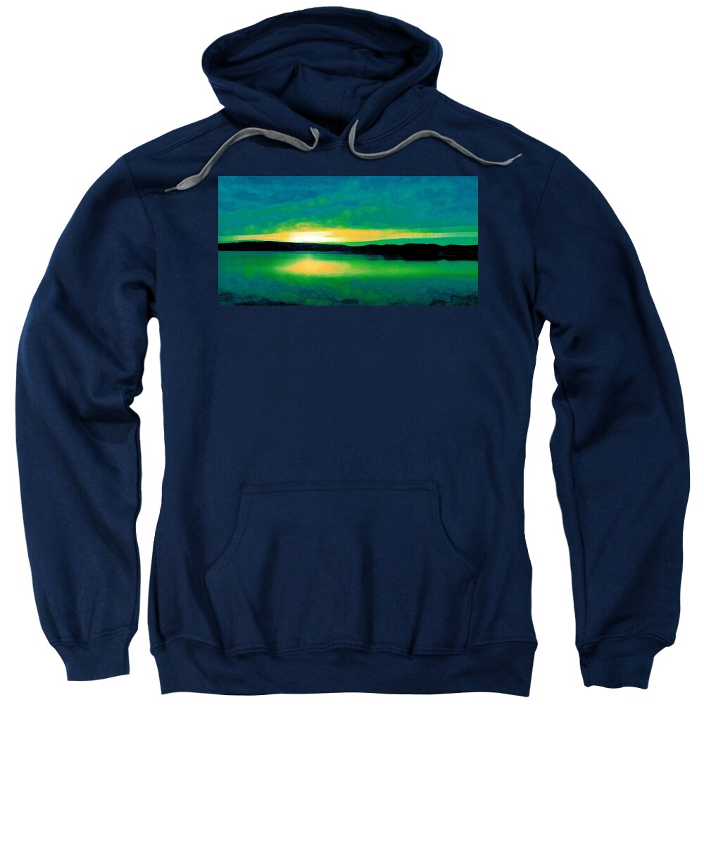 Digital Sweatshirt featuring the digital art Lime Sunset by David Hansen