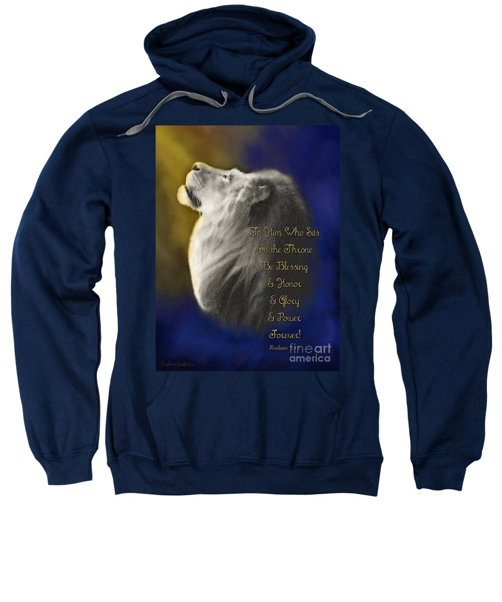 Lion Of Judah Sweatshirt featuring the digital art Lion Adoration by Constance Woods