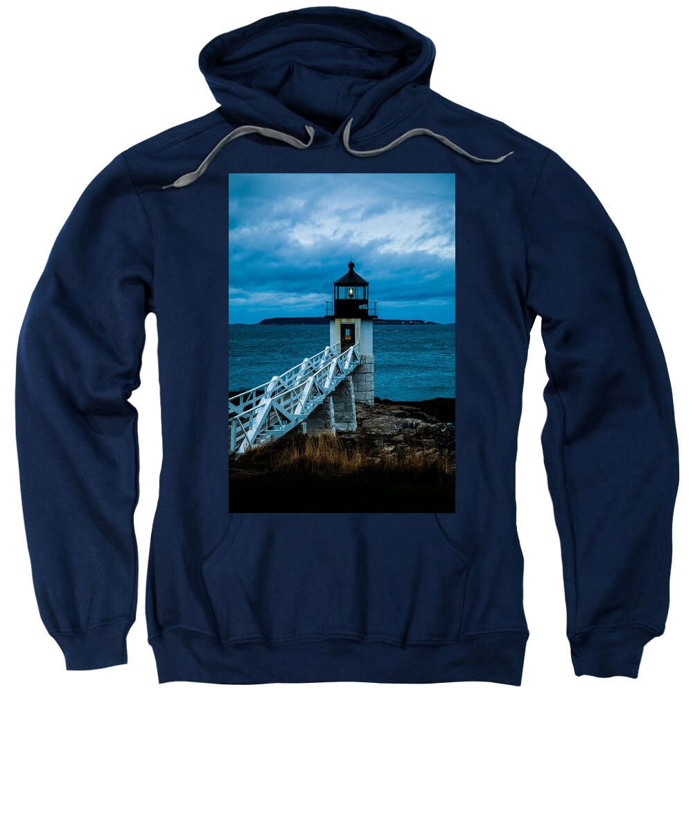 Lighthouse Sweatshirt featuring the photograph Marshall Point Light at Dusk 1 by David Smith