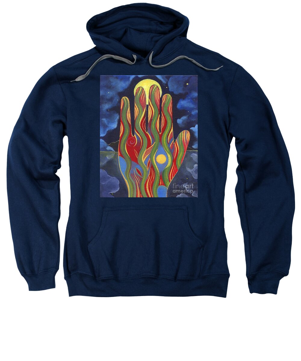 Hand Sweatshirt featuring the painting May Nature Support You by Helena Tiainen