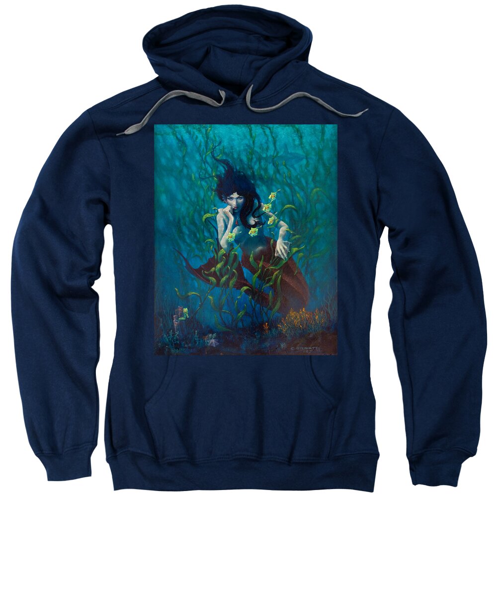 Marine Sweatshirt featuring the painting Mermaid by Robert Corsetti