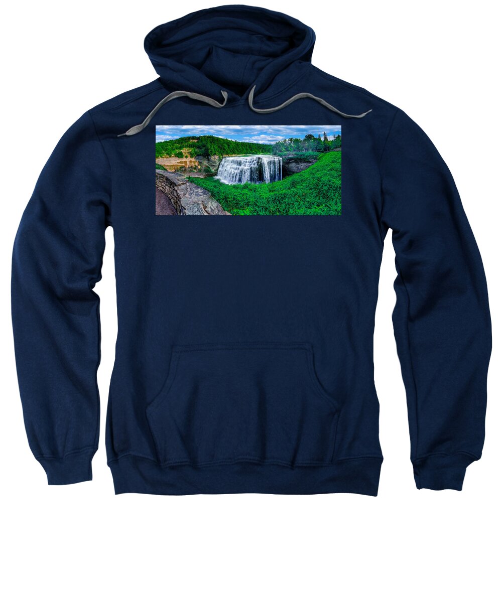 Middle Falls Sweatshirt featuring the photograph Middle Falls Overlook by Rick Bartrand