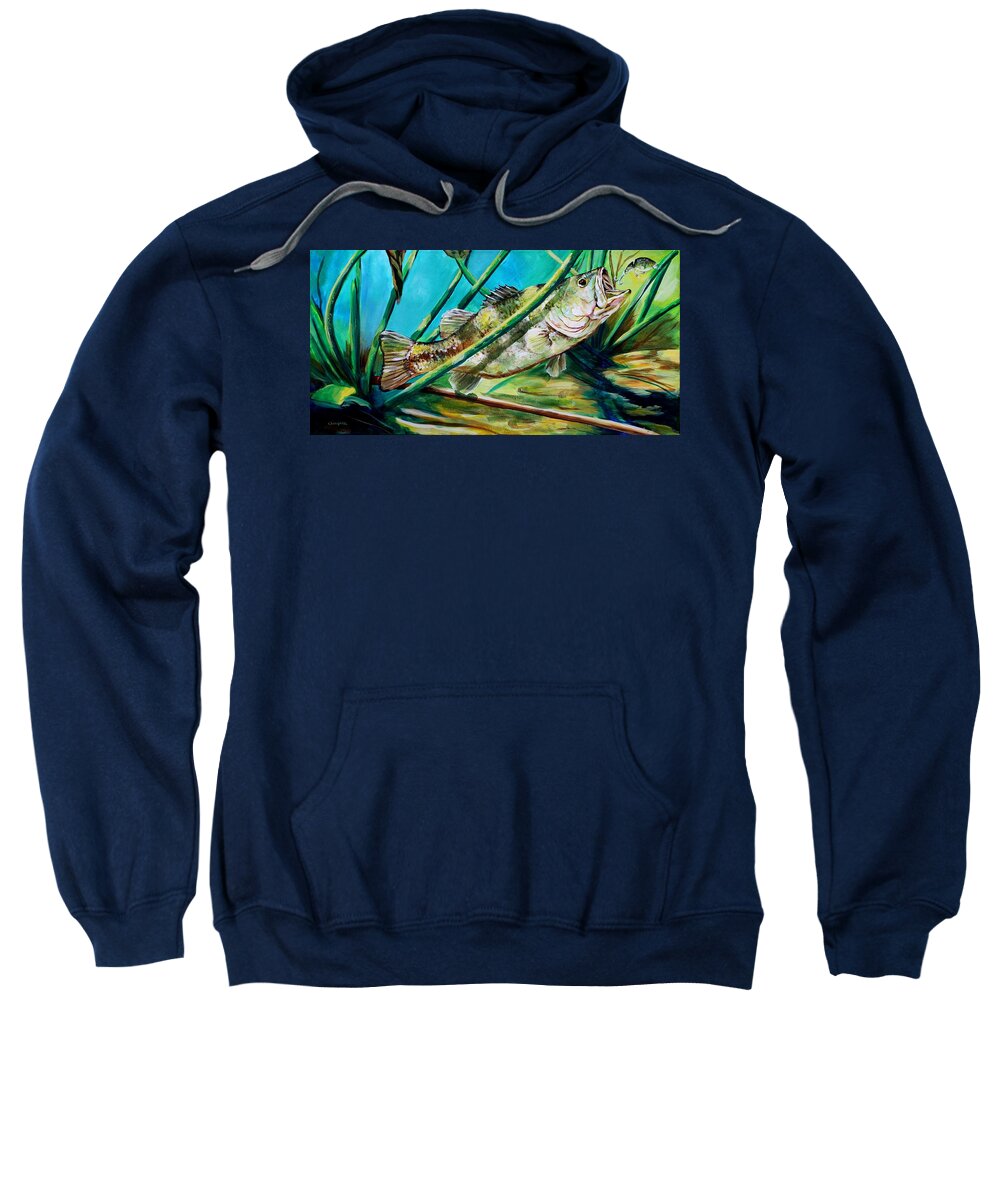 Fish Sweatshirt featuring the painting Mississippi Largemouth Bass by Karl Wagner