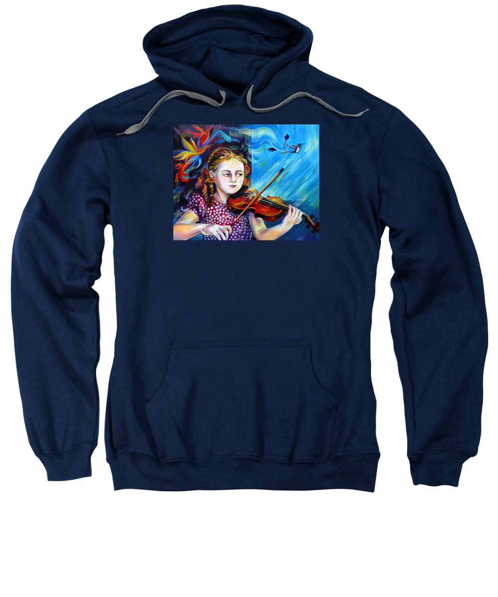 Music Sweatshirt featuring the painting Music Lessons by Anna Duyunova