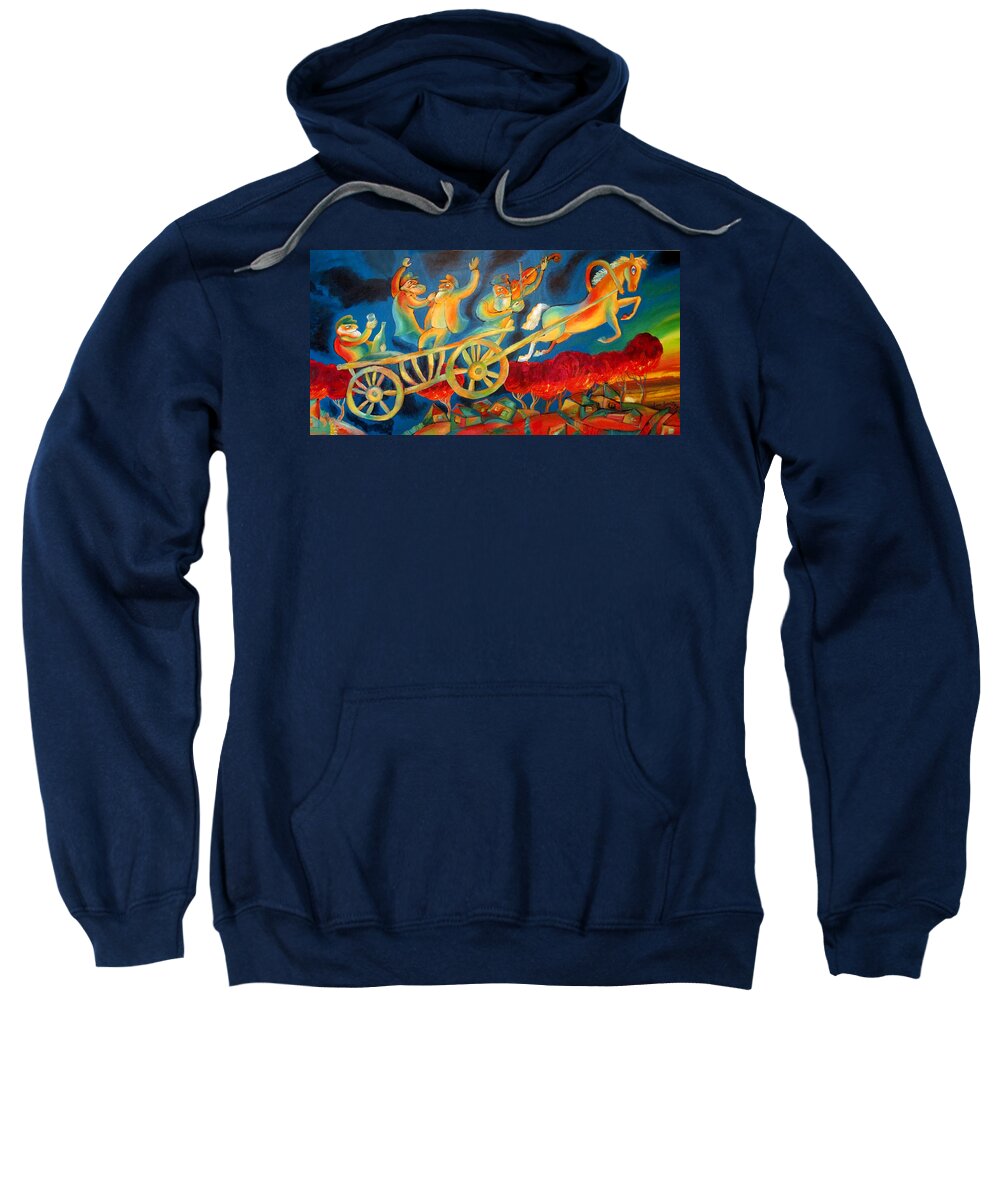 Judaica Painting Sweatshirt featuring the painting On the Road to Rebbe by Leon Zernitsky