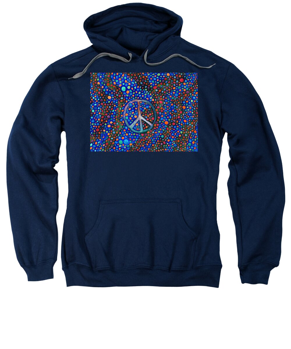 Abstract. Colorful Sweatshirt featuring the painting Peace Sign by Janice Dunbar