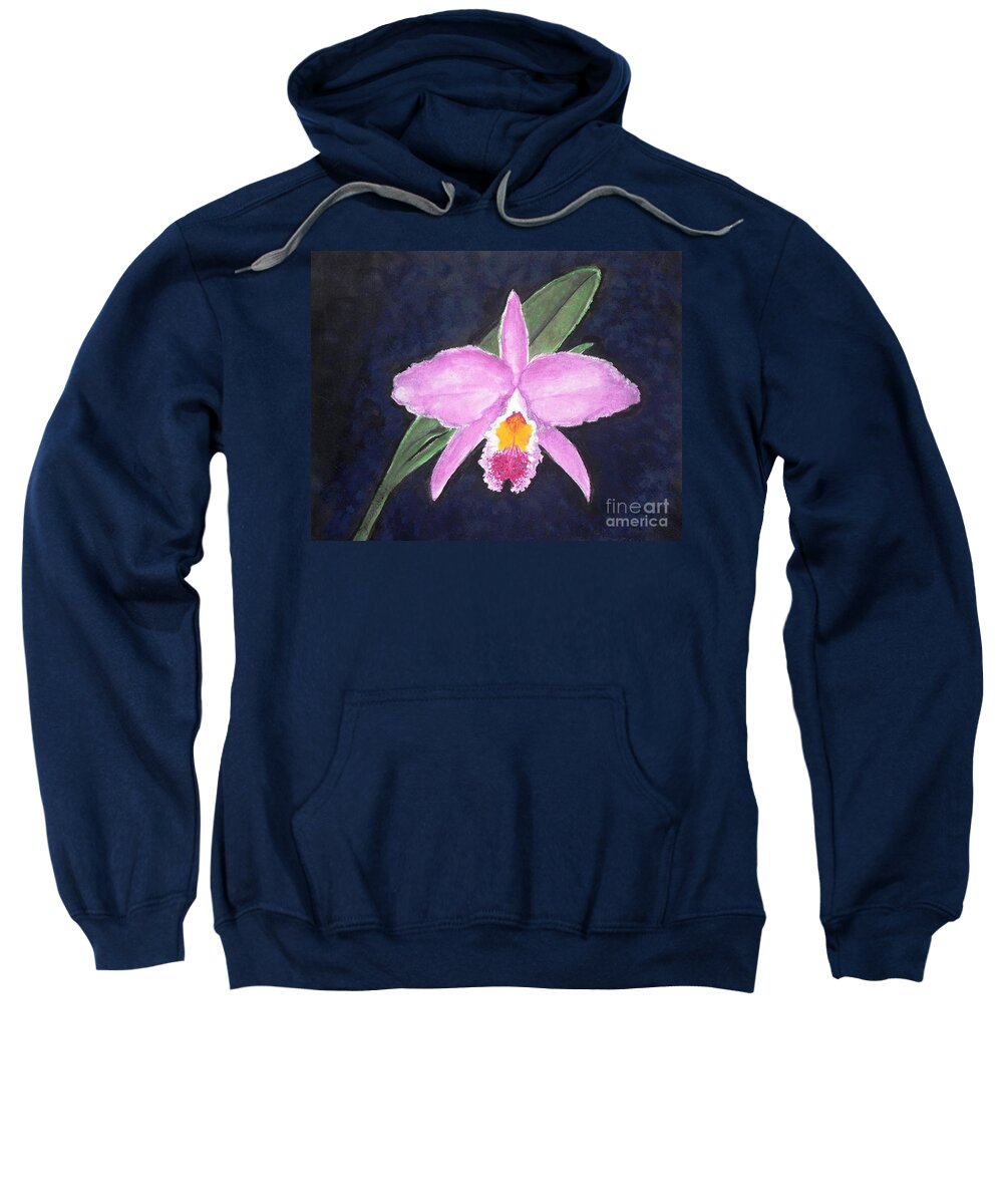 Orchid Sweatshirt featuring the painting Penny's Orchid by Denise Railey