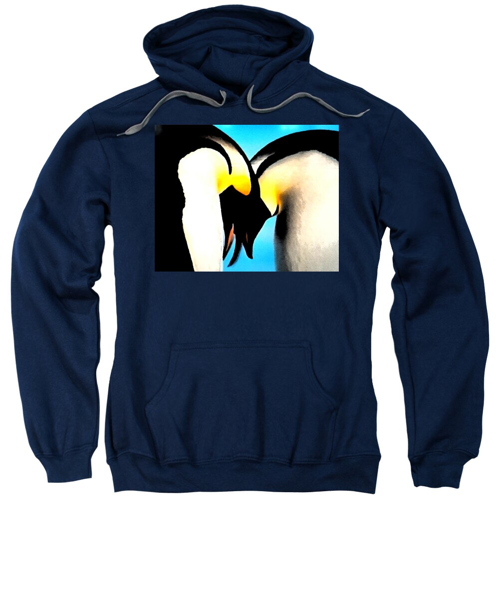 Colette Sweatshirt featuring the painting Penquin Love Dance by Colette V Hera Guggenheim