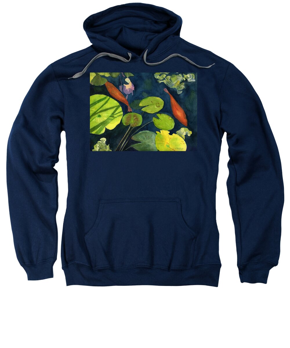 Pond Sweatshirt featuring the painting Playing Koi by Lynne Reichhart