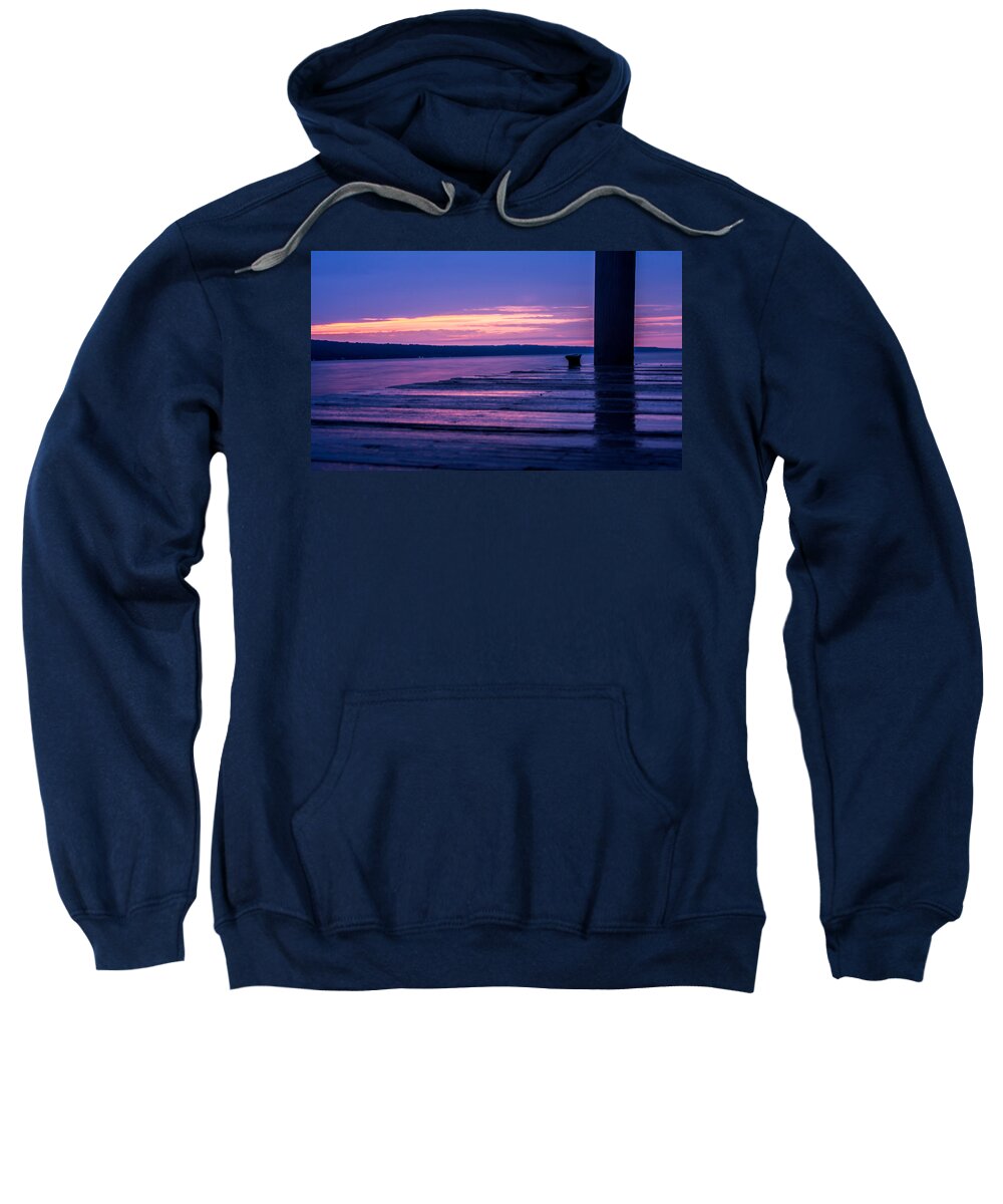 Seneca Sweatshirt featuring the photograph Reflections on a rain soaked dock - Seneca Lake - New York by Photographic Arts And Design Studio
