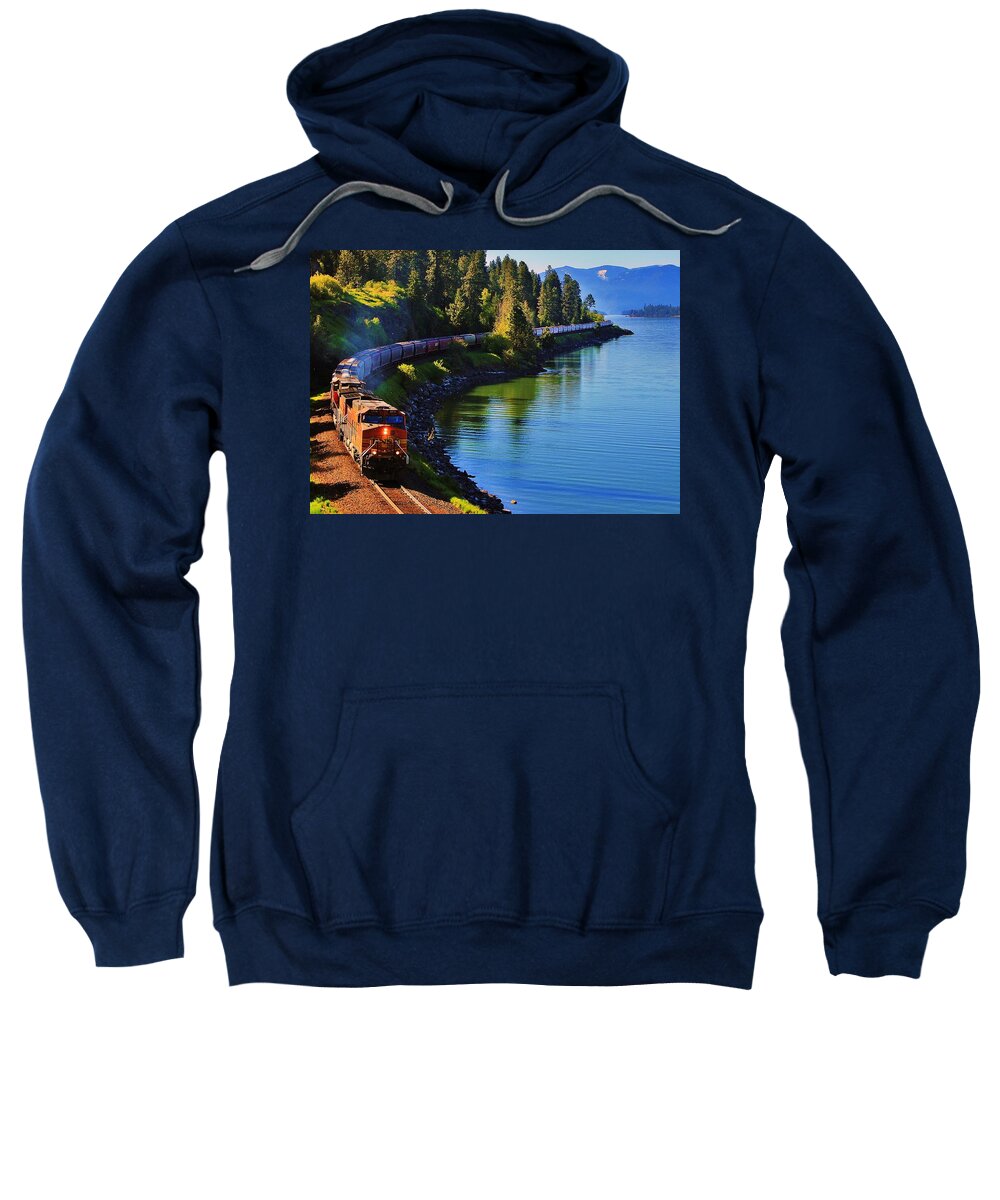 Train Sweatshirt featuring the photograph Rollin' Round the Bend by Benjamin Yeager