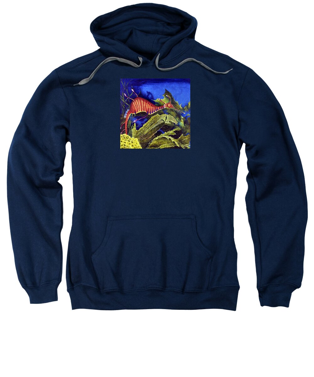 Seadragon Sweatshirt featuring the painting Sea Dragon by Mary Palmer