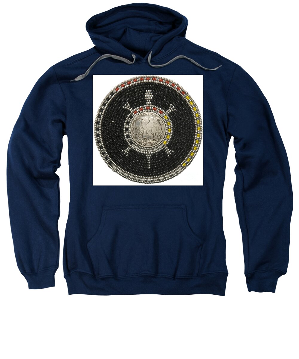 Medallion Sweatshirt featuring the mixed media Silver Eagle by Douglas Limon