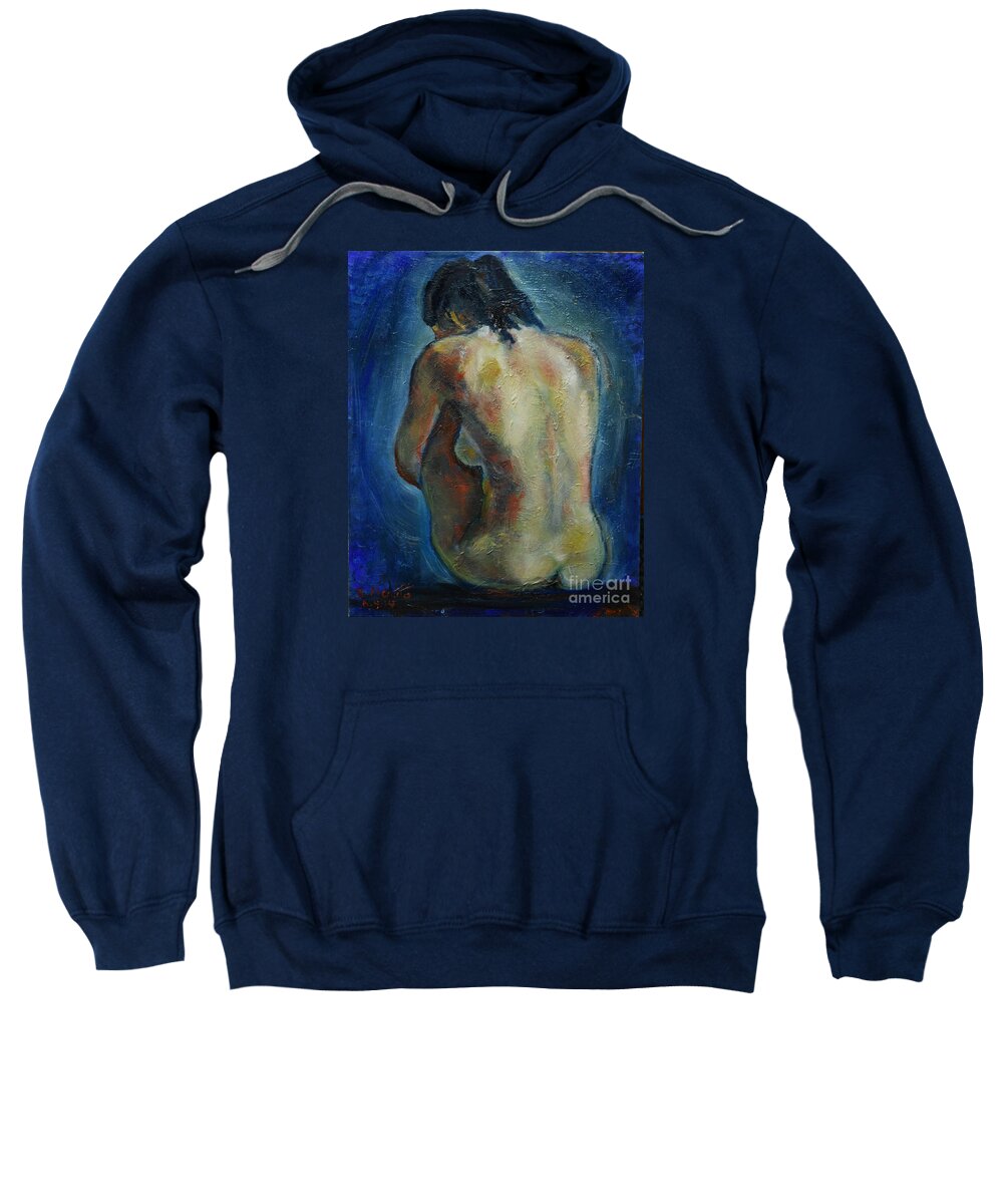 Nude Woman Sweatshirt featuring the painting Sport Girl by Raija Merila