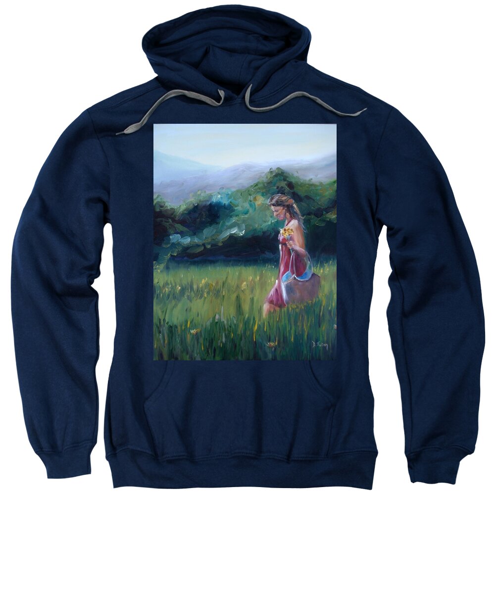 Field Sweatshirt featuring the painting Spring Stroll by Donna Tuten