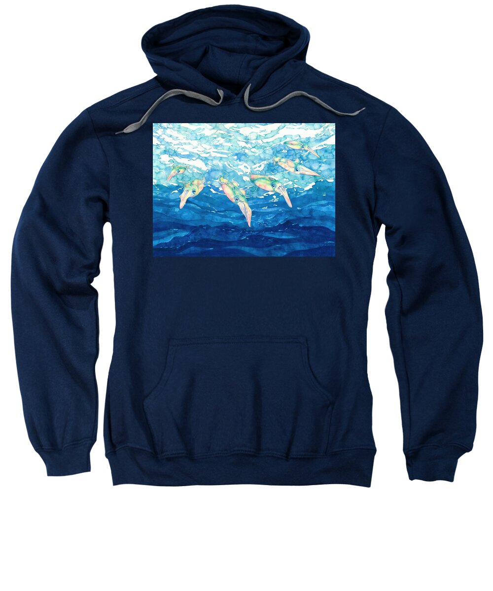 Squid Sweatshirt featuring the painting Squid Ballet by Pauline Walsh Jacobson