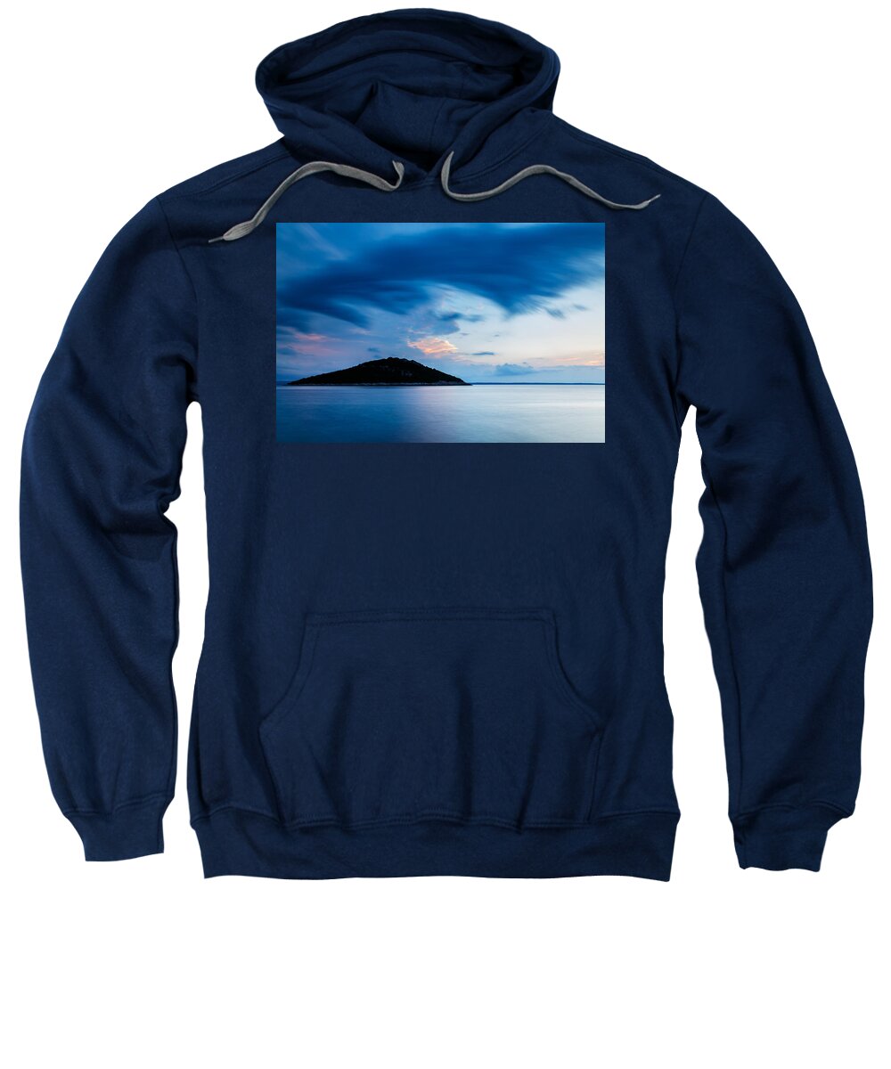 Croatia Sweatshirt featuring the photograph Storm moving in over Veli Osir Island at sunrise by Ian Middleton