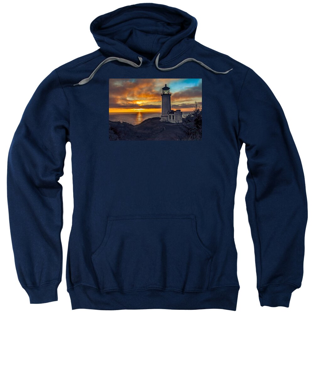 Lighthouse Sweatshirt featuring the photograph Sunset at North Head by Robert Bales
