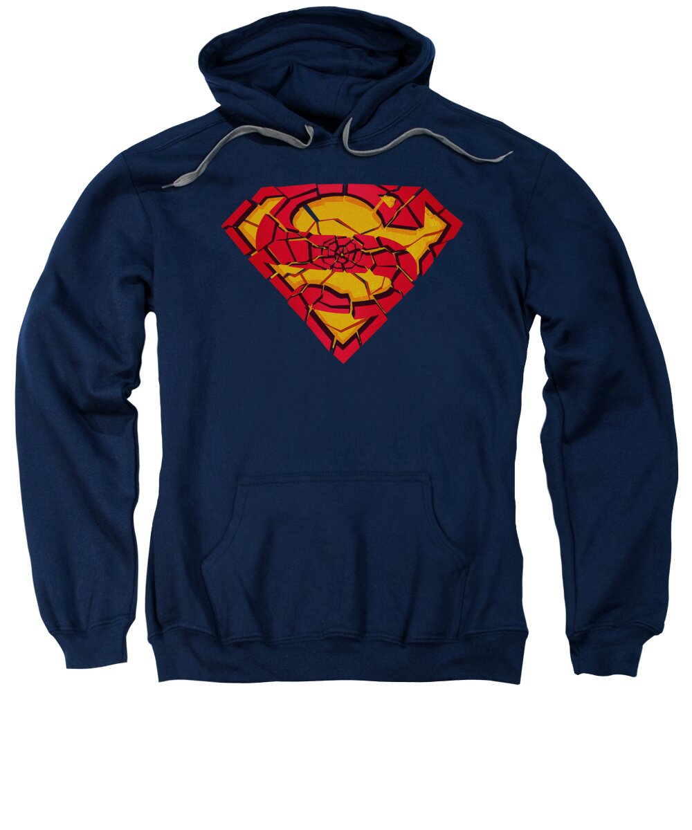Superman Sweatshirt featuring the digital art Superman - Shattered Shield by Brand A
