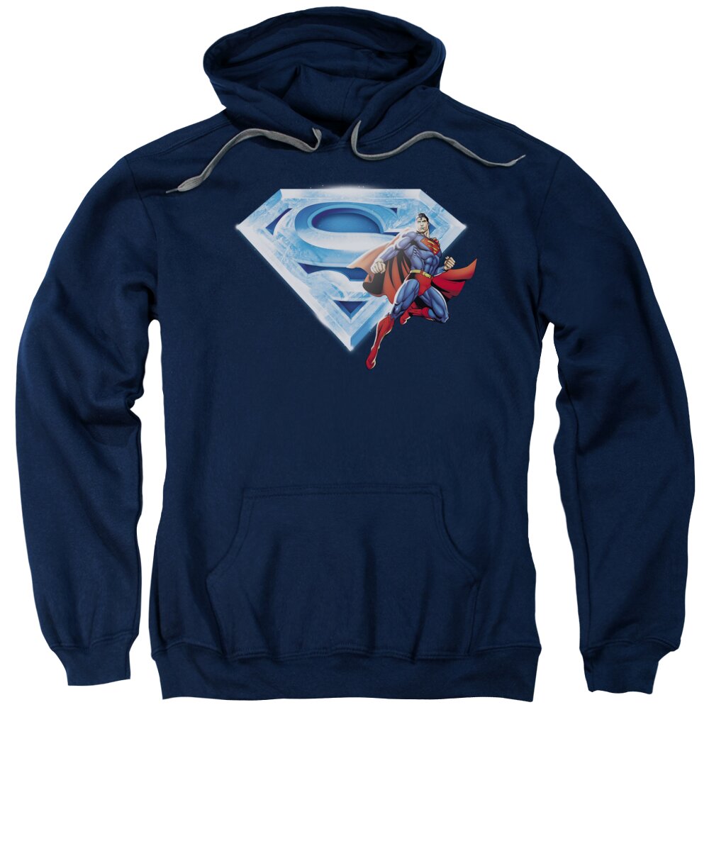 Superman Sweatshirt featuring the digital art Superman - Superman And Crystal Logo by Brand A