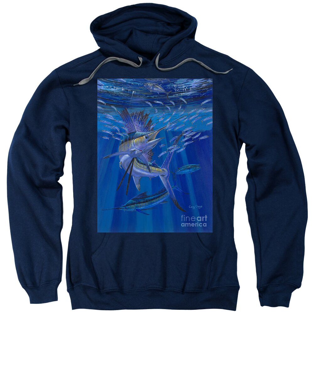Sailfish Sweatshirt featuring the painting Team Work Off0036 by Carey Chen