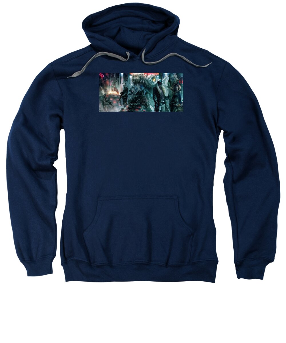 Ryan Barger Sweatshirt featuring the digital art The Black Hole Gang by Ryan Barger