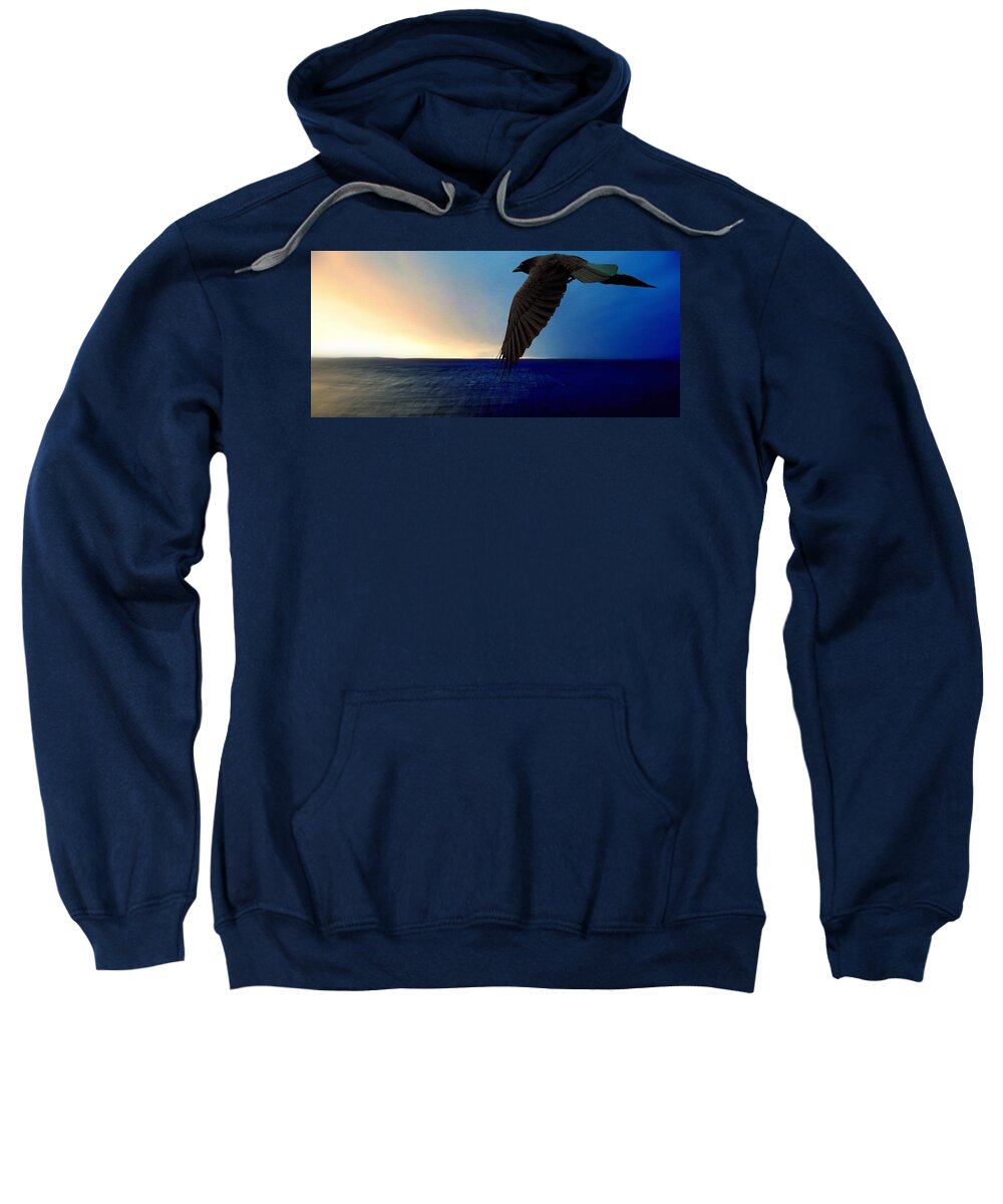 Digital Art Sweatshirt featuring the digital art Raven at Sunset by Marysue Ryan