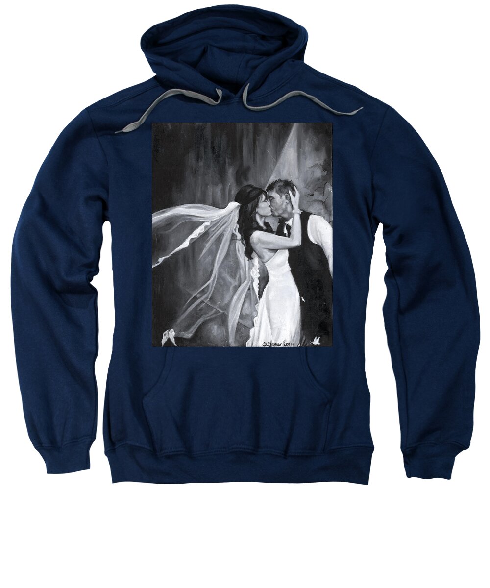 Wedding Sweatshirt featuring the painting The Kiss by Stephanie Broker