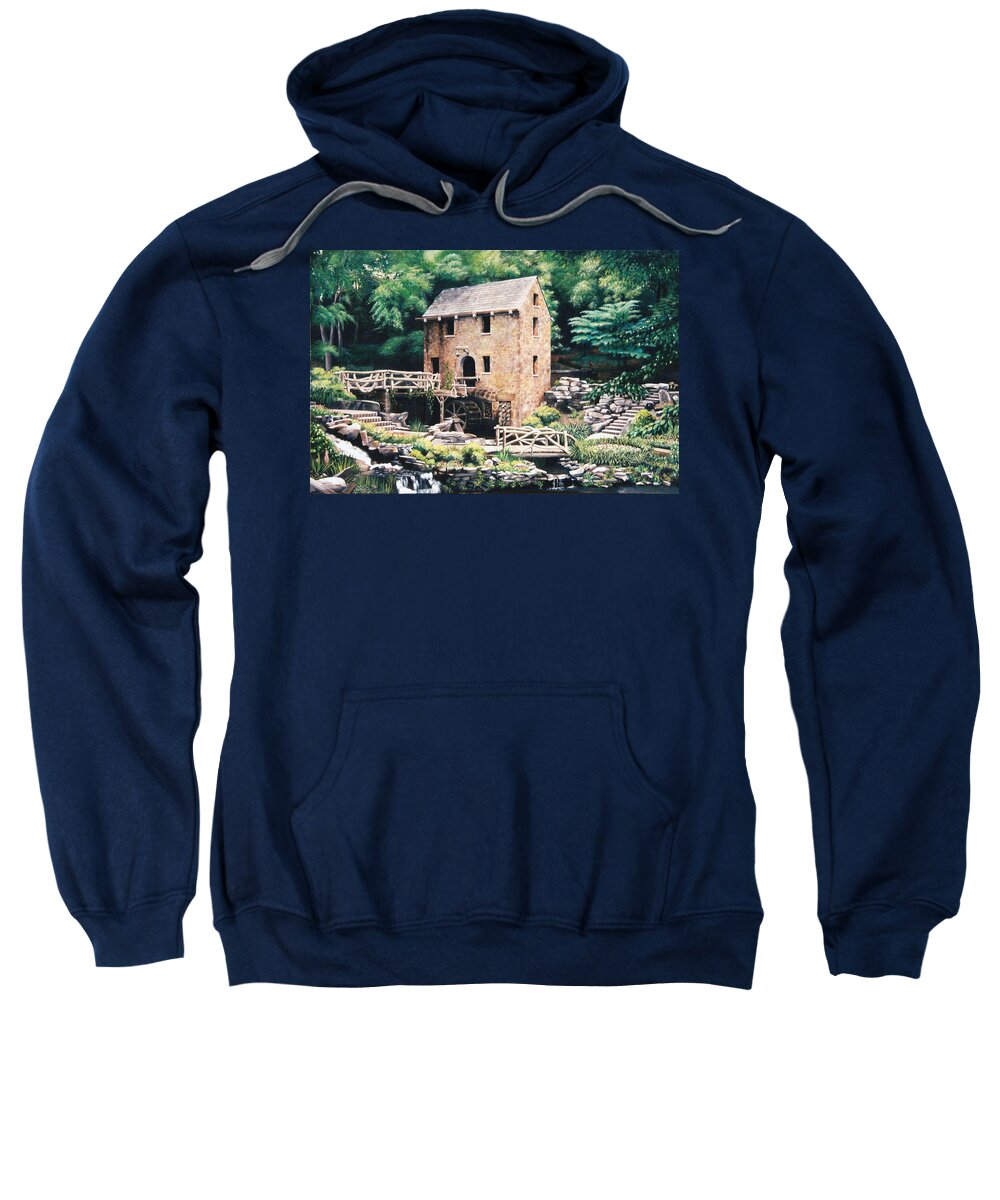 Gone With The Wind Sweatshirt featuring the painting The Old Mill by Glenn Pollard