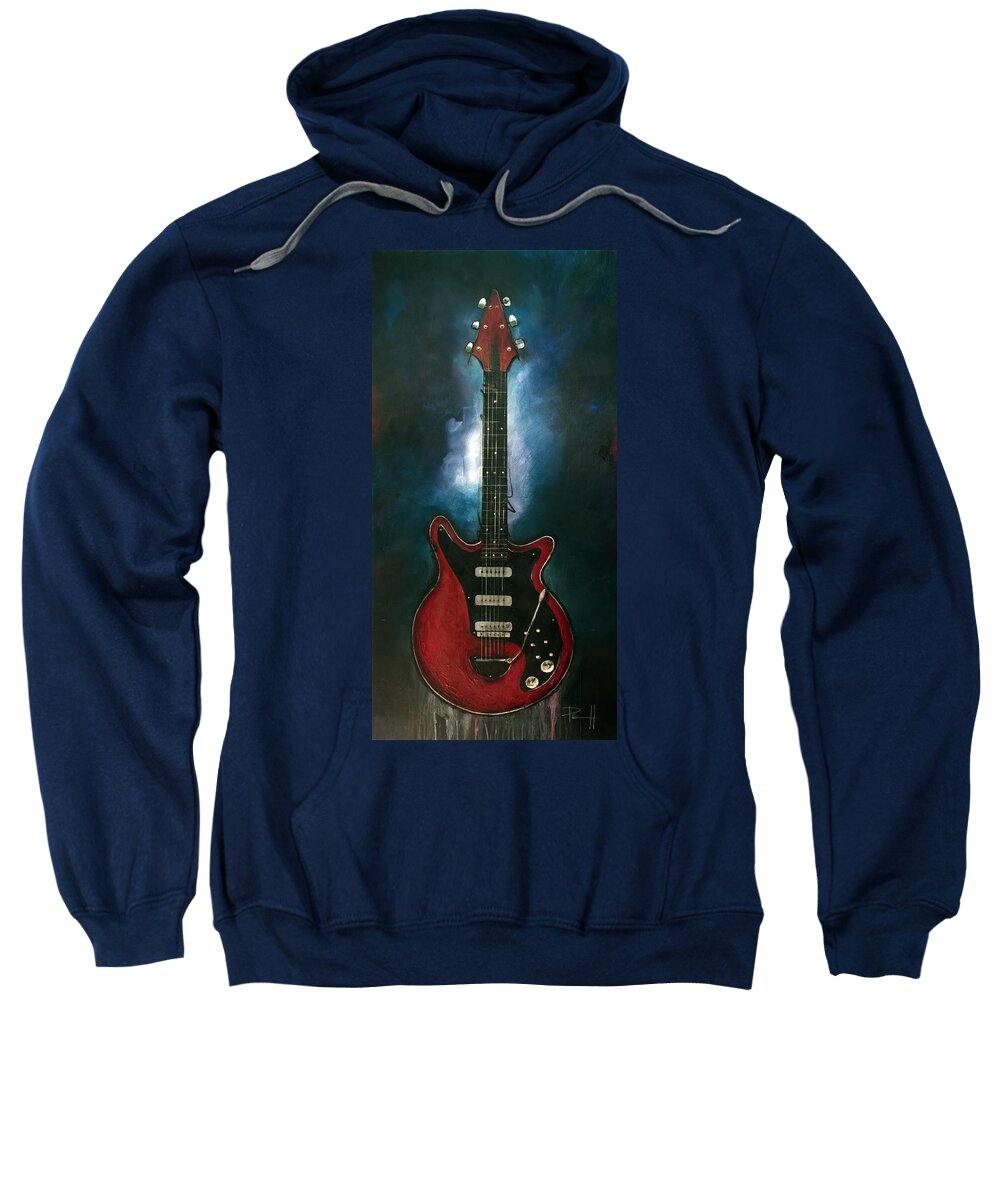 Brian May Sweatshirt featuring the painting The Red Special by Sean Parnell
