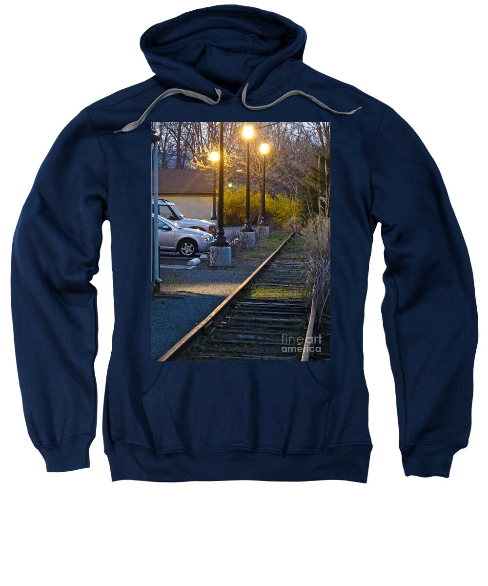 Bridge Street Sweatshirt featuring the photograph Tracks at Dusk by Christopher Plummer