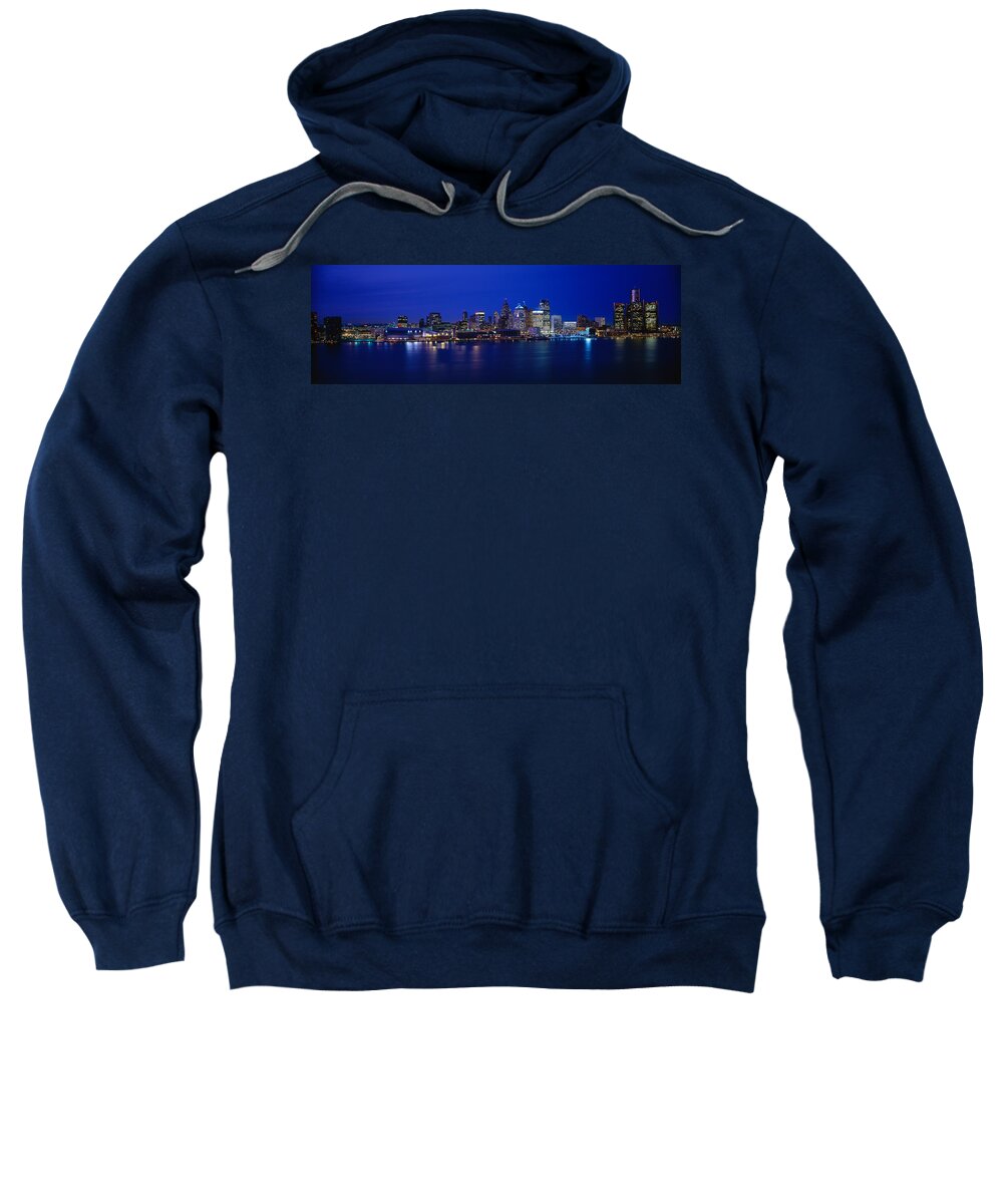 Photography Sweatshirt featuring the photograph Usa, Michigan, Detroit, Night by Panoramic Images