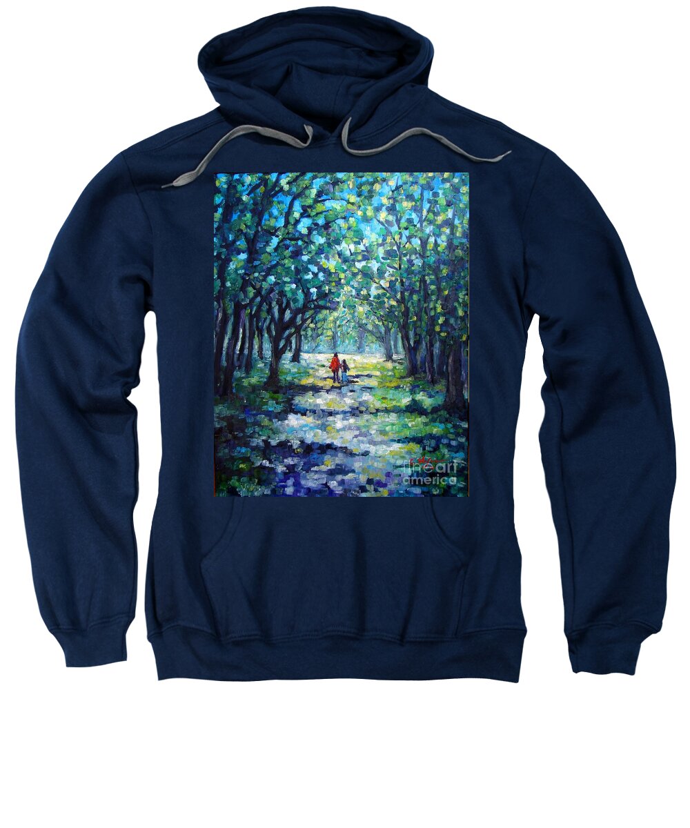 Painting Sweatshirt featuring the painting Walking in the Park by Cristina Stefan