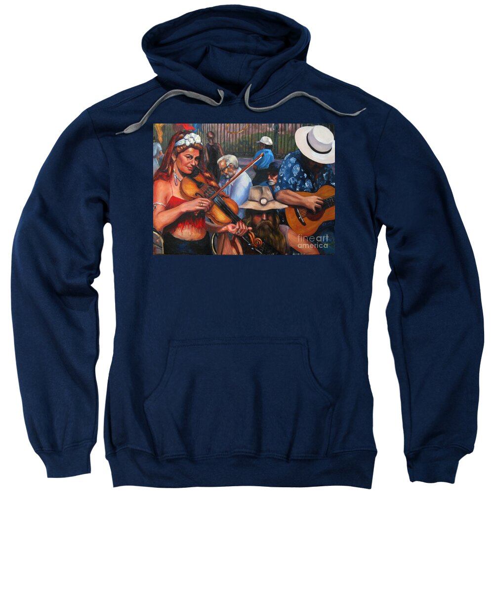 New Orleans Sweatshirt featuring the painting Washboard Lissa on Fiddle by Beverly Boulet