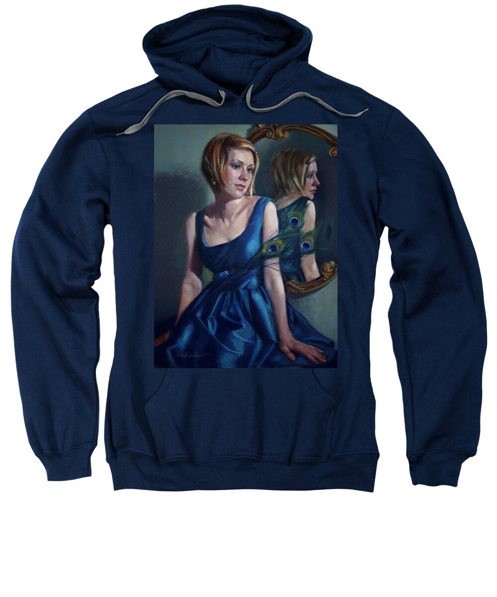 Beautiful Woman Sweatshirt featuring the pastel Blue by Jean Hildebrant