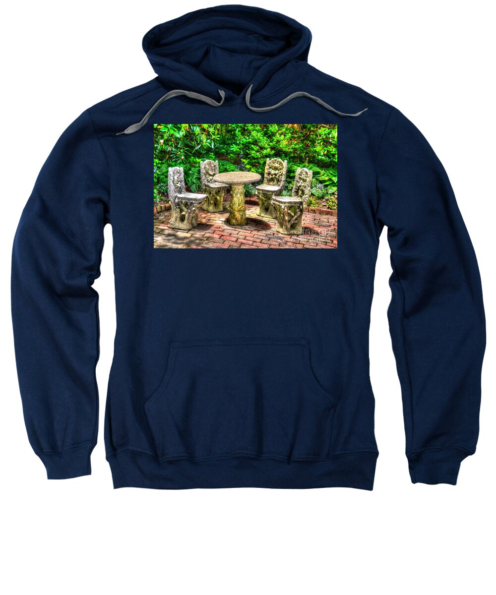 Table Sweatshirt featuring the photograph Garden Party by Debbi Granruth
