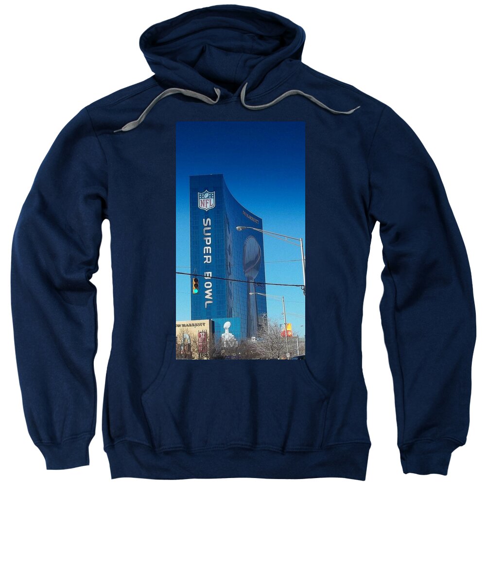 Super Bowl Sweatshirt featuring the photograph Indianapolis Marriott welcomes Super Bowl 46 by Stephen King