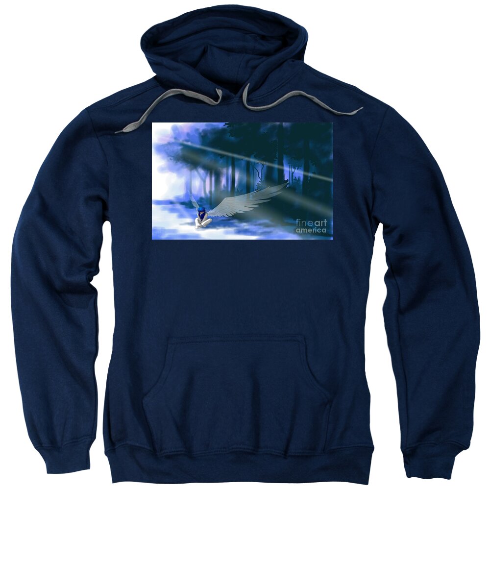 Angel Sweatshirt featuring the digital art Looking for Light by Alice Chen