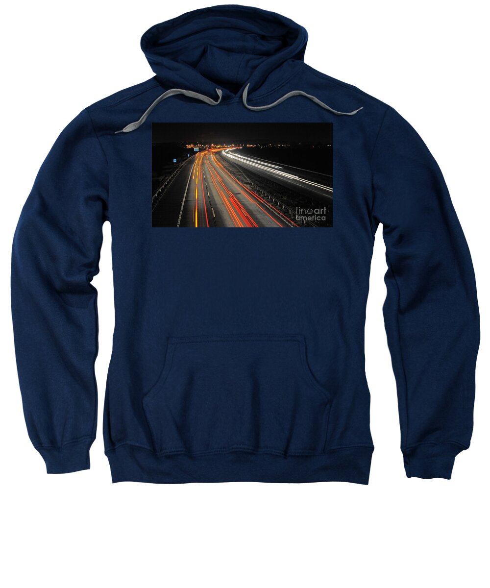 M5 Sweatshirt featuring the photograph M5 at night by Rob Hawkins