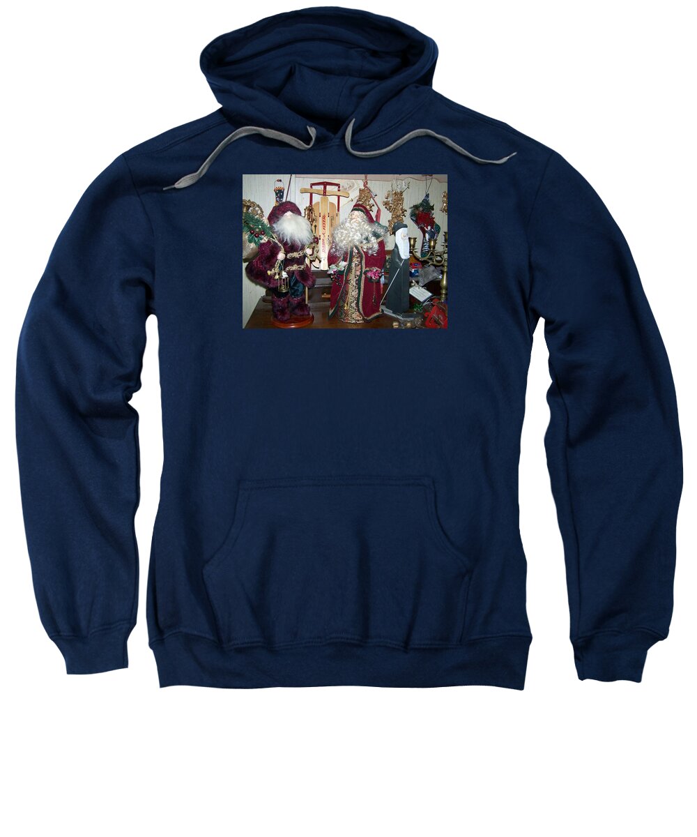 Digital Photography Christmas Artwork Sweatshirt featuring the photograph Santas Helpers by Laurie Kidd