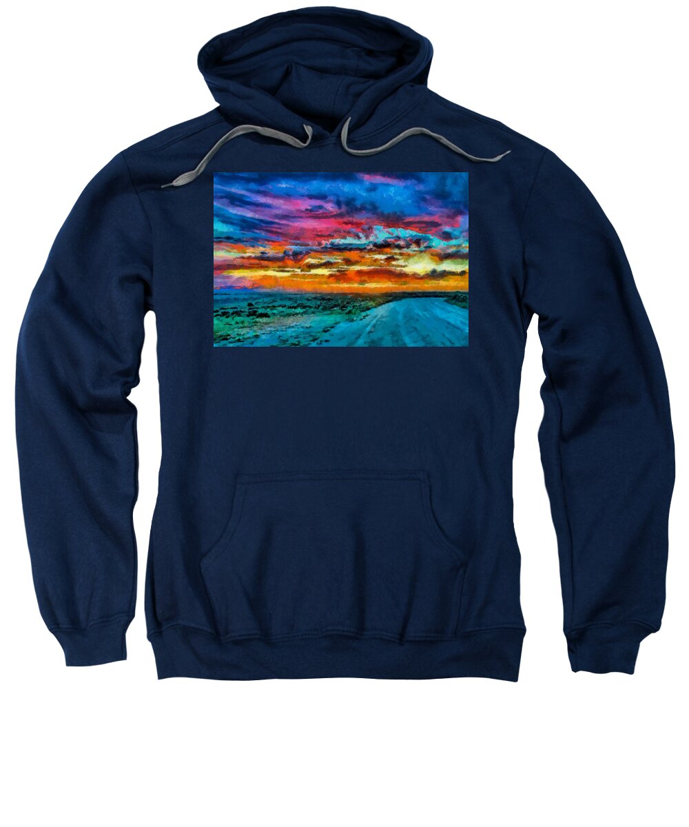 Taos Sweatshirt featuring the digital art Taos sunset IV WC by Charles Muhle